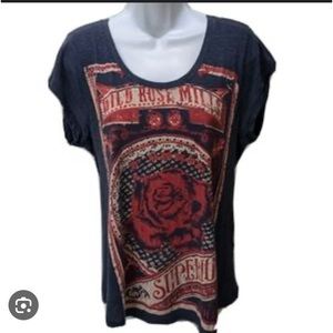 LUCKY BRAND Wild Rose blouse blue Shirt Top Size small